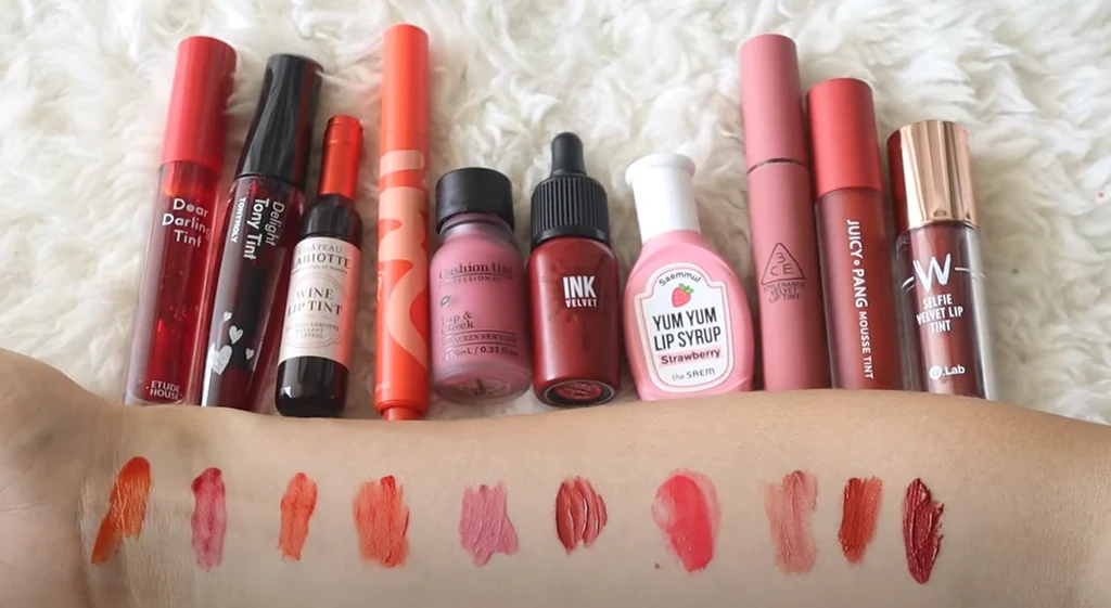 Korean lip tints with long-lasting natural color