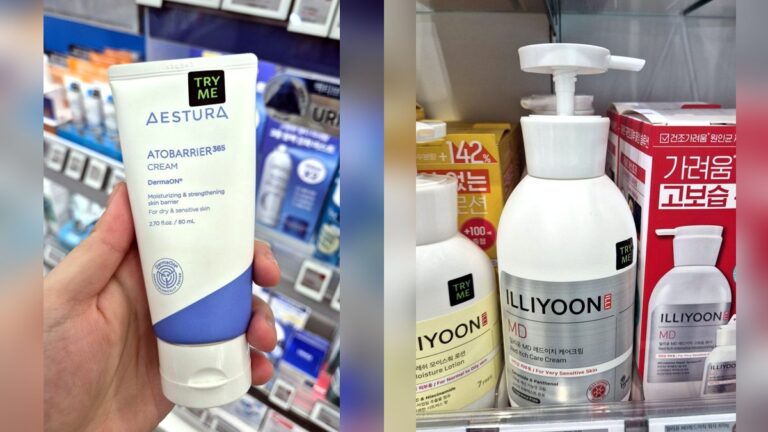 AESTURA Atobarrier 365 Cream and ILLIYOON MD Red Itch Care Cream at Olive Young Seoul