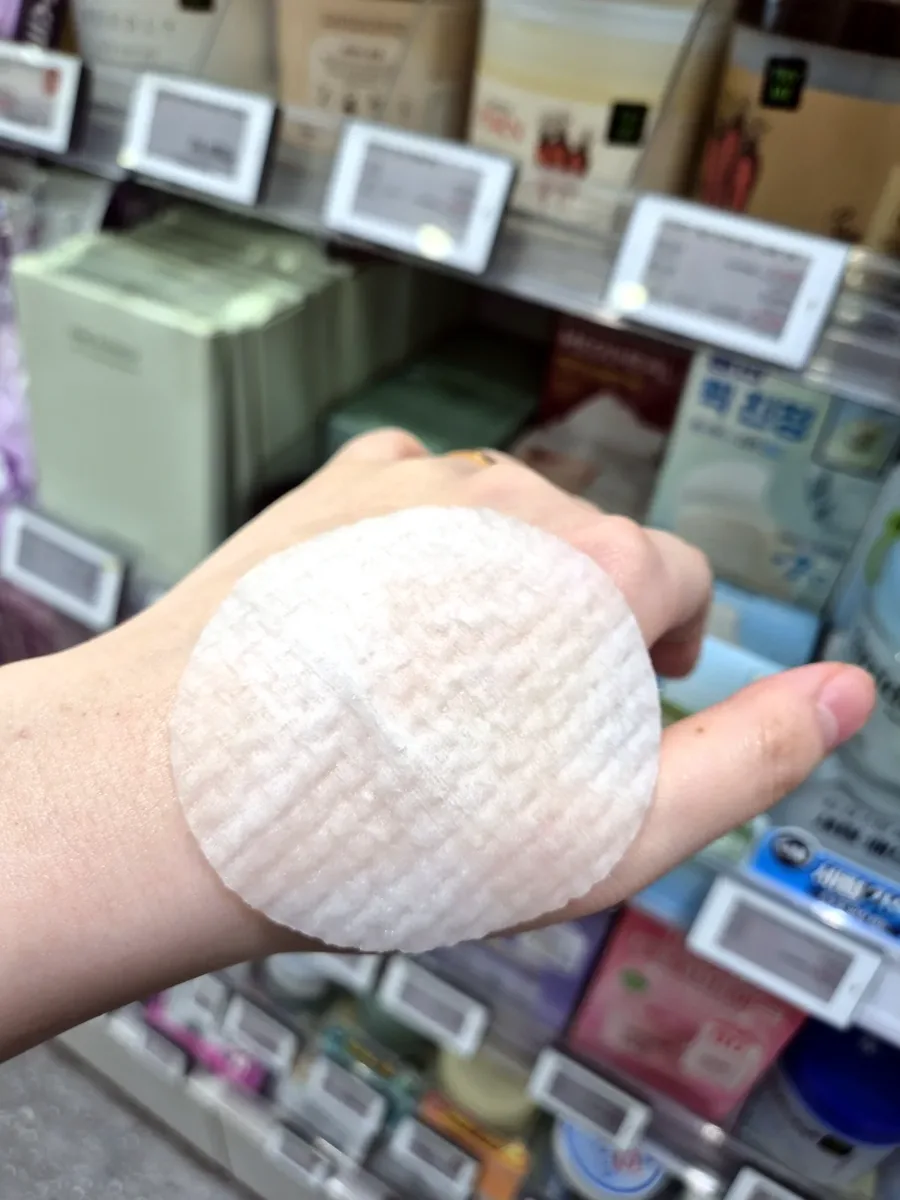 Goodal Heartleaf toner pad on the back of my hand